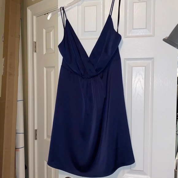Navy cocktail satin dress - Picture 2 of 3